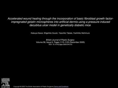 Accelerated wound healing through the incorporation of basic fibroblast growth factor- impregnated gelatin microspheres into artificial dermis using a.