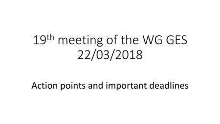 19th meeting of the WG GES 22/03/2018