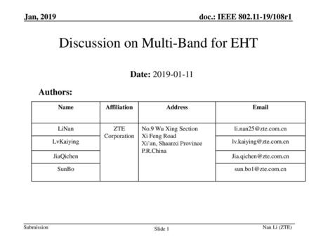 Discussion on Multi-Band for EHT