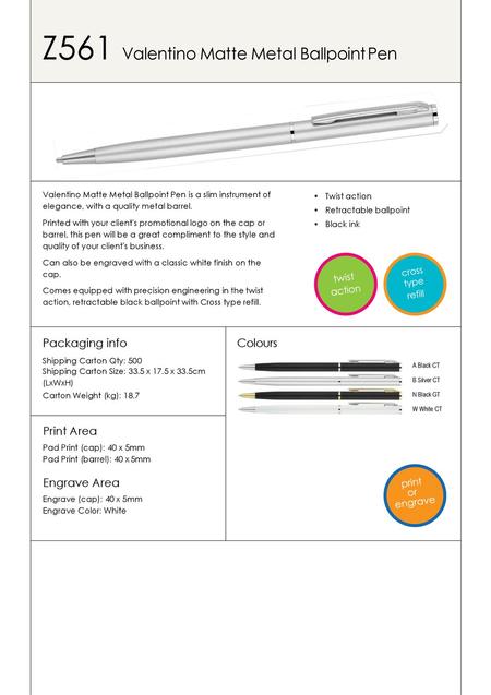 Z561 Valentino Matte Metal Ballpoint Pen