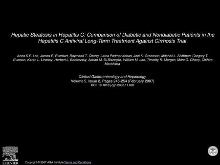 Hepatic Steatosis in Hepatitis C: Comparison of Diabetic and Nondiabetic Patients in the Hepatitis C Antiviral Long-Term Treatment Against Cirrhosis Trial 