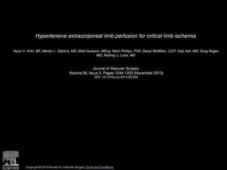 Hypertensive extracorporeal limb perfusion for critical limb ischemia