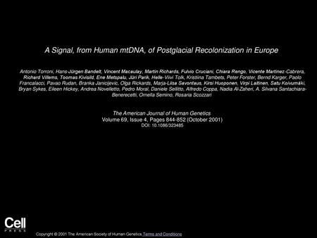 A Signal, from Human mtDNA, of Postglacial Recolonization in Europe