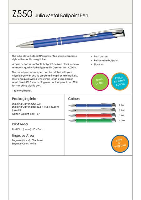 Z550 Julia Metal Ballpoint Pen