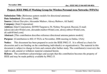 <month year> doc: IEEE c November 2006