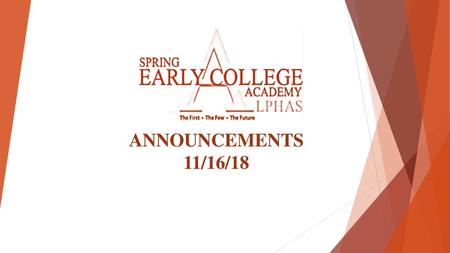             ANNOUNCEMENTS 11/16/18.