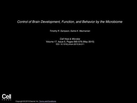 Control of Brain Development, Function, and Behavior by the Microbiome