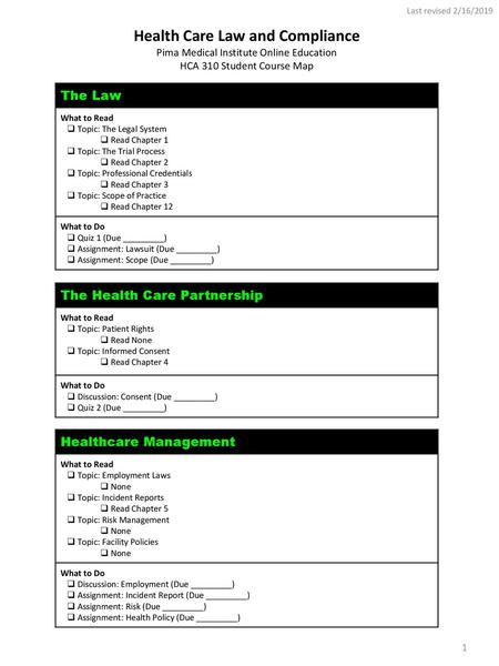 Health Care Law and Compliance