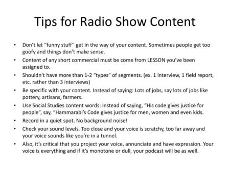 Tips for Radio Show Content