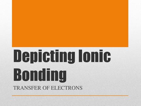 Depicting Ionic Bonding