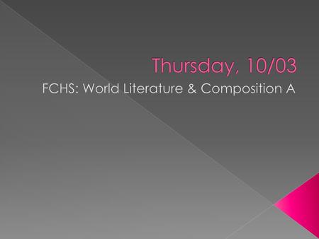 FCHS: World Literature & Composition A