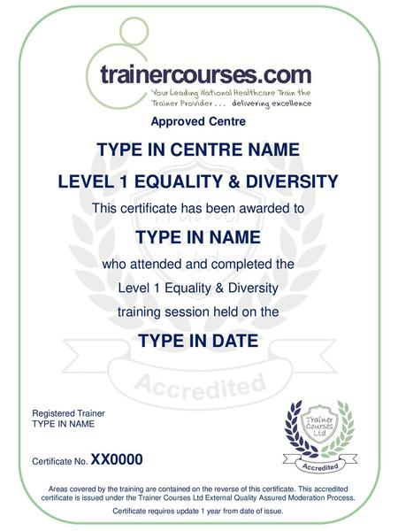 LEVEL 1 EQUALITY & DIVERSITY