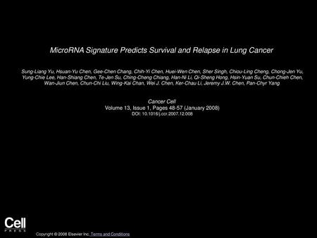 MicroRNA Signature Predicts Survival and Relapse in Lung Cancer