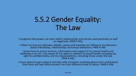 S.5.2 Gender Equality: The Law