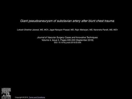 Giant pseudoaneurysm of subclavian artery after blunt chest trauma