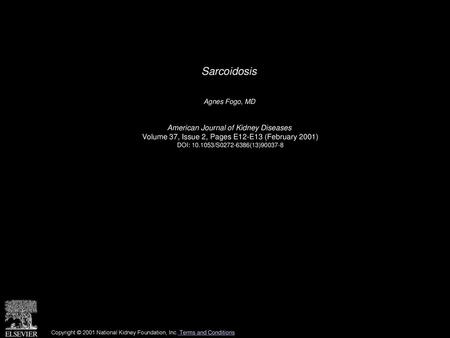 Sarcoidosis American Journal of Kidney Diseases