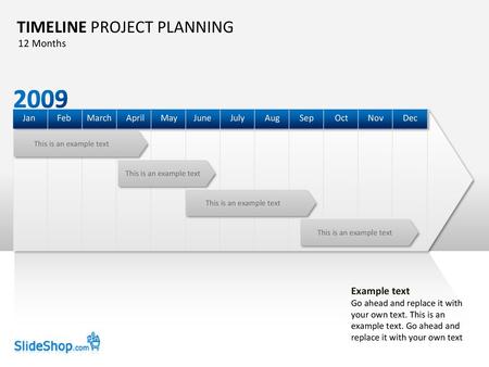 2009 TIMELINE PROJECT PLANNING 12 Months Example text Jan Feb March