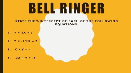 State the y-intercept of each of the following equations.