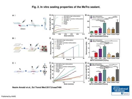 Fig. 2. In vitro sealing properties of the MeTro sealant.