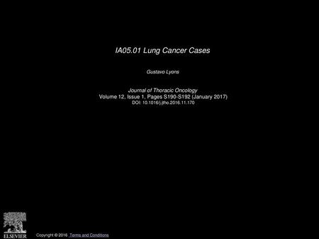 IA05.01 Lung Cancer Cases Journal of Thoracic Oncology