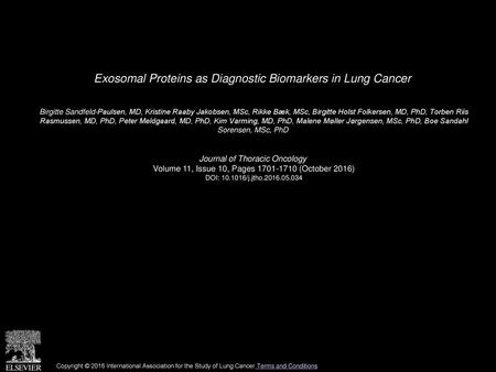 Exosomal Proteins as Diagnostic Biomarkers in Lung Cancer