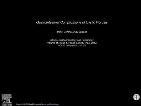 Gastrointestinal Complications of Cystic Fibrosis