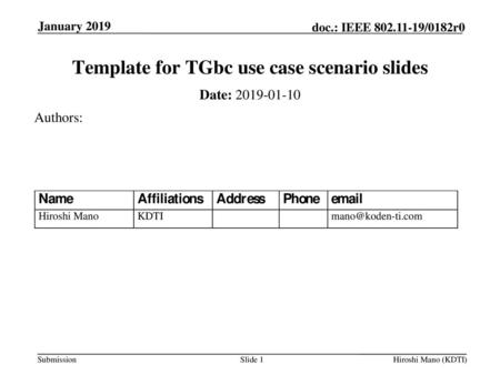 Template for TGbc use case scenario slides