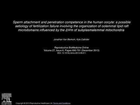 Sperm attachment and penetration competence in the human oocyte: a possible aetiology of fertilization failure involving the organization of oolemmal.