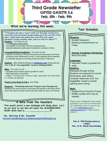 Third Grade Newsletter