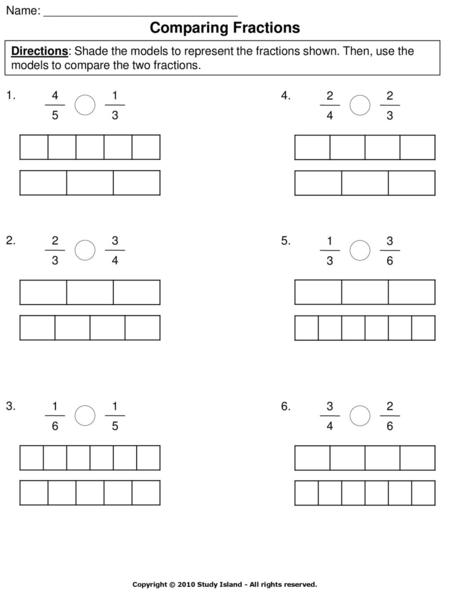 Comparing Fractions Name: ______________________________