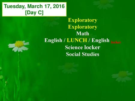 English / LUNCH / English locker