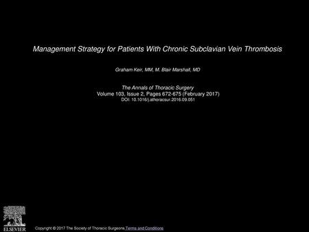 Graham Keir, MM, M. Blair Marshall, MD  The Annals of Thoracic Surgery 