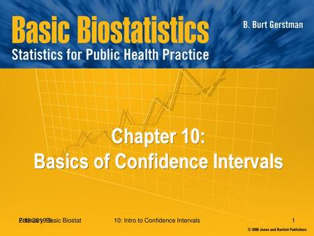 Chapter 10: Basics of Confidence Intervals