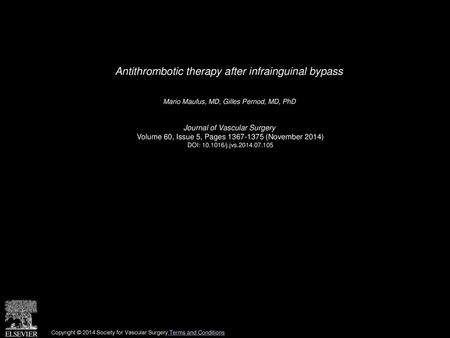 Antithrombotic therapy after infrainguinal bypass