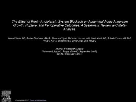 The Effect of Renin-Angiotensin System Blockade on Abdominal Aortic Aneurysm Growth, Rupture, and Perioperative Outcomes: A Systematic Review and Meta-