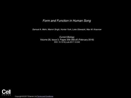 Form and Function in Human Song