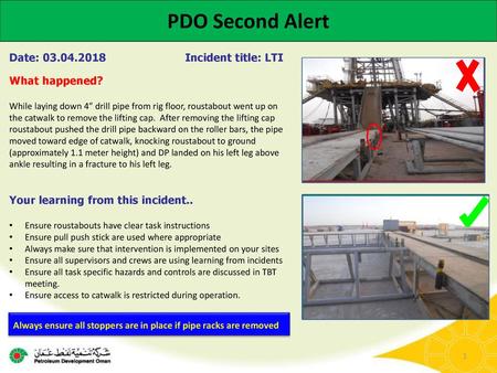 PDO Second Alert Date: Incident title: LTI What happened?