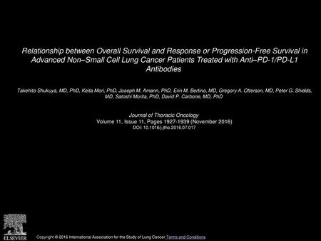 Relationship between Overall Survival and Response or Progression-Free Survival in Advanced Non–Small Cell Lung Cancer Patients Treated with Anti–PD-1/PD-L1.