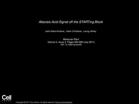 Abscisic Acid Signal off the STARTing Block