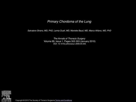 Primary Chordoma of the Lung