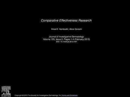 Comparative Effectiveness Research