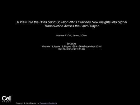 A View into the Blind Spot: Solution NMR Provides New Insights into Signal Transduction Across the Lipid Bilayer  Matthew E. Call, James J. Chou  Structure 