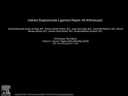 Indirect Scapholunate Ligament Repair: All Arthroscopic