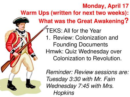 TEKS: All for the Year Review: Colonization and Founding Documents