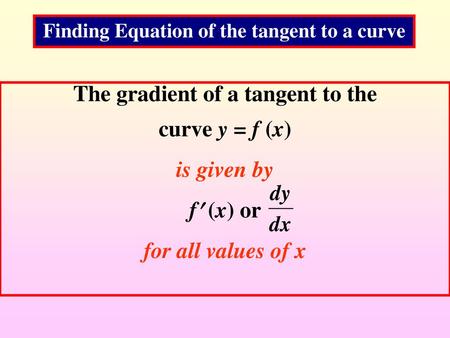 Finding Equation of the tangent to a curve