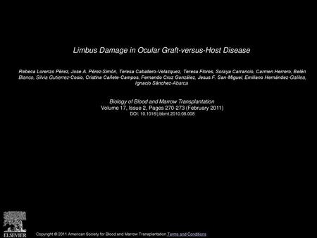 Limbus Damage in Ocular Graft-versus-Host Disease