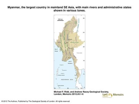 Myanmar, the largest country in mainland SE Asia, with main rivers and administrative states shown in various tones. Myanmar, the largest country in mainland.