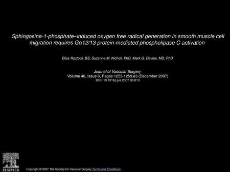 Sphingosine-1-phosphate–induced oxygen free radical generation in smooth muscle cell migration requires Gα12/13 protein-mediated phospholipase C activation 