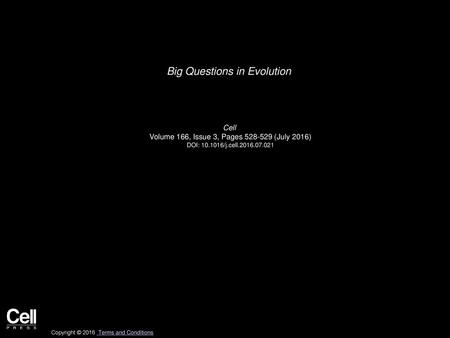 Big Questions in Evolution