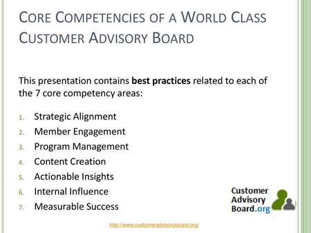 Core Competencies of a World Class Customer Advisory Board